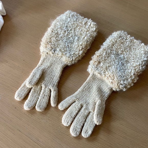 RARE! VINTAGE CURLY LAMB WOOL GLOVES - Picture 12 of 15